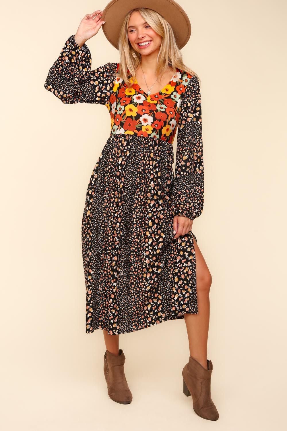 Serena Fall Floral Midi Dress