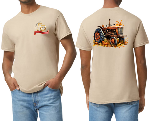 Celebrating 50 Years of Fulton Fall Folk Festival Logo + Tractor T-Shirt