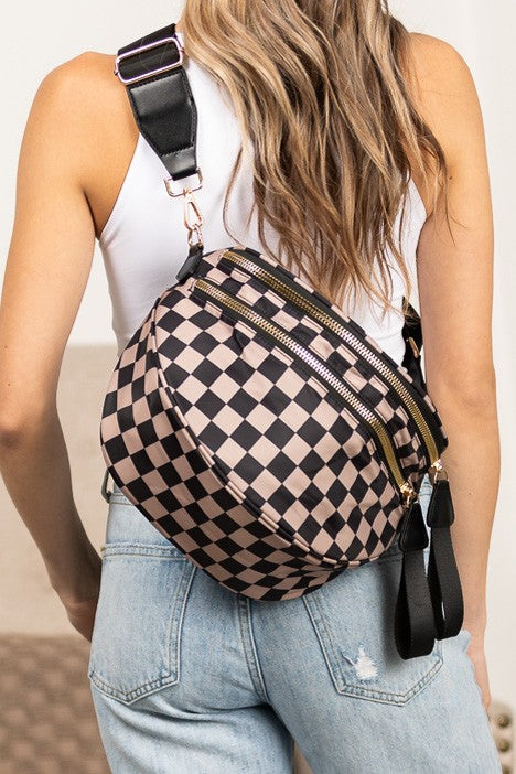 Frankie Oversized Double Zip Checkered Bum Bag | MULTIPLE COLORS