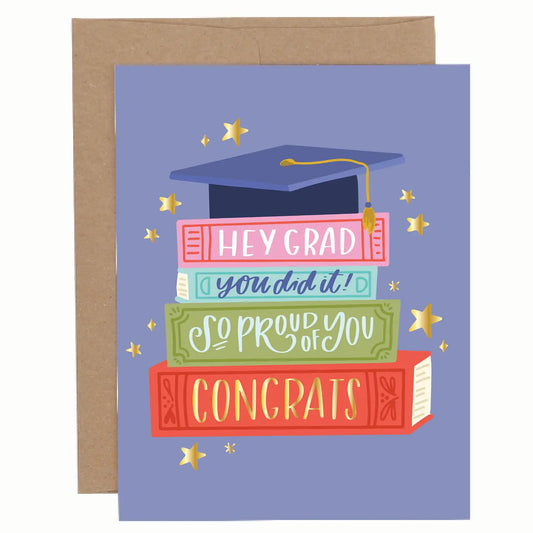 Grad Book Stack | GREETING CARD