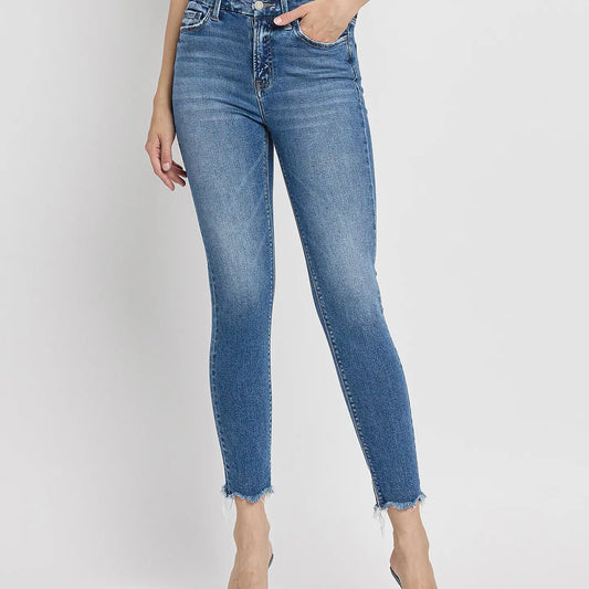 VERVET High Rise Raw Hem Skinny Jeans