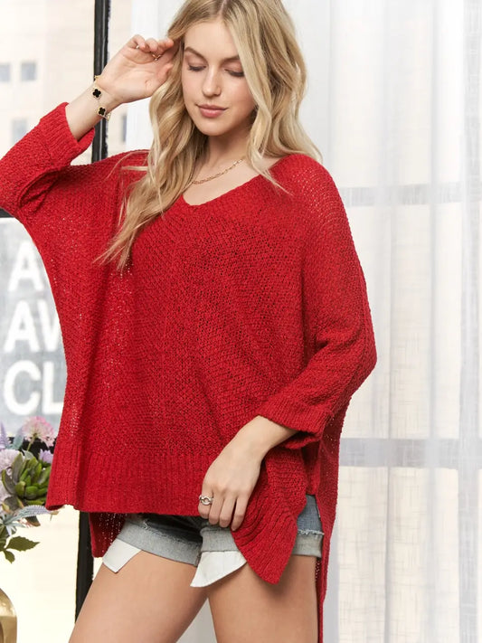 Hollie Loose Fit V-Neck Knitted Sweater
