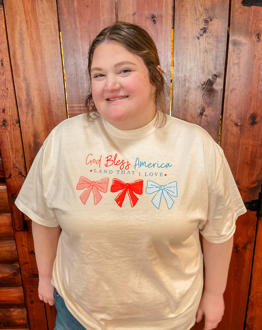 God Bless America Bow Tee