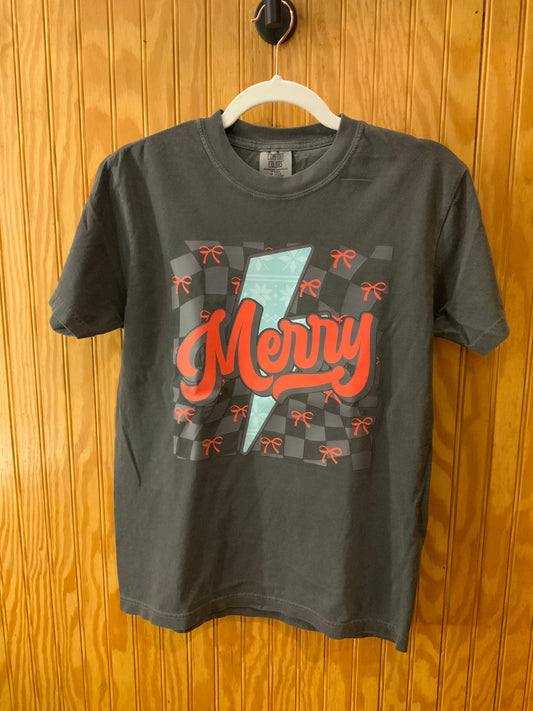 Checkered Merry Tee | CHRISTMAS