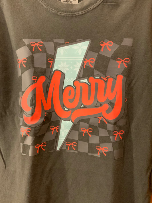 Checkered Merry Tee | CHRISTMAS