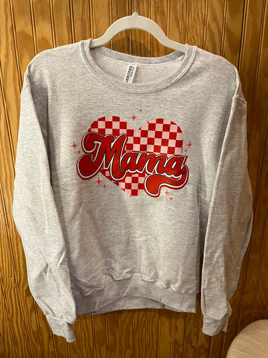 Checkered Heart Mama Crewneck | VALENTINE'S DAY