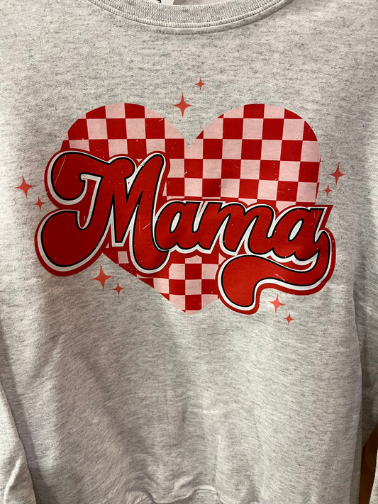Checkered Heart Mama Crewneck