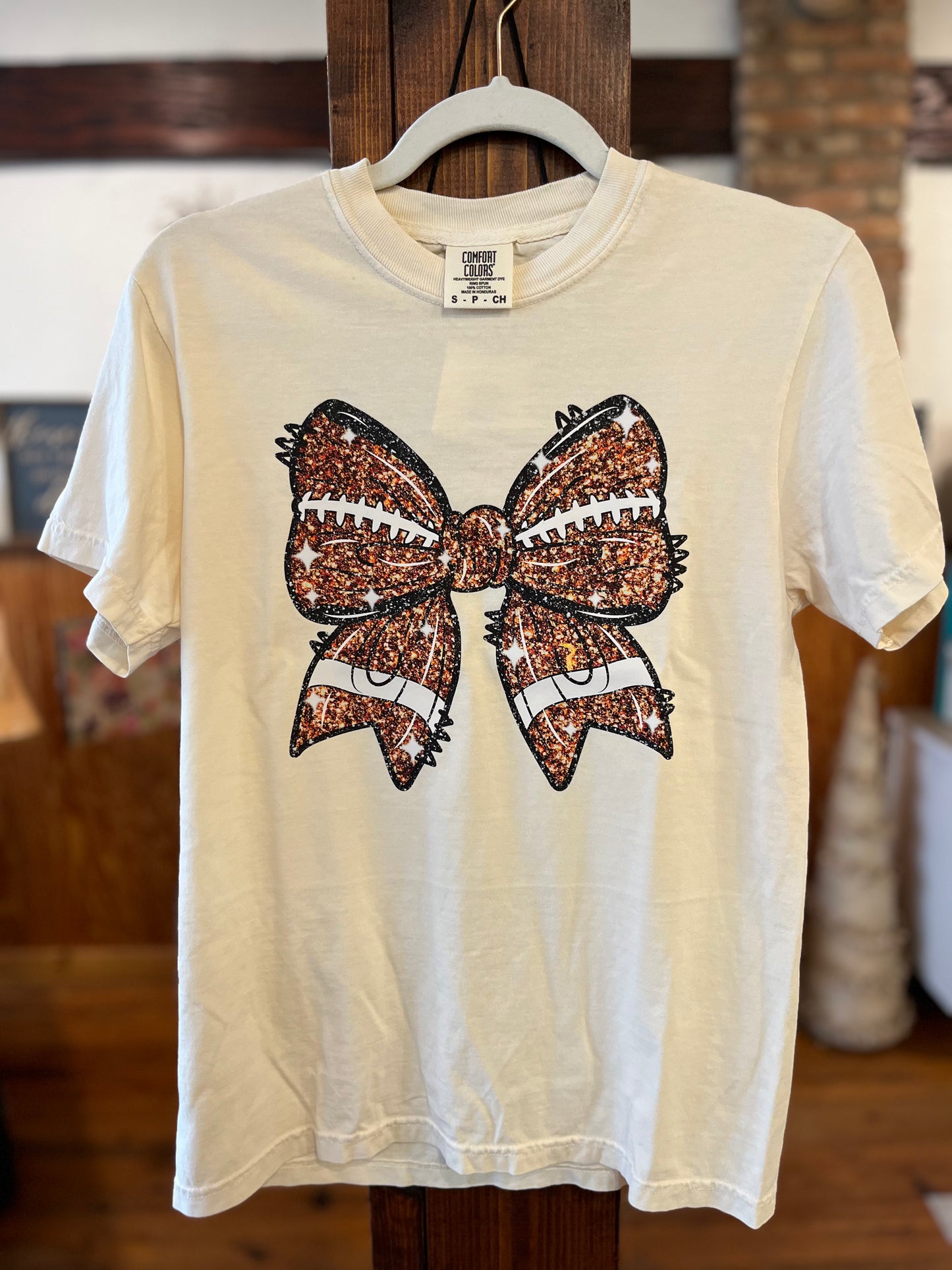 Glitter Football Bow Tee