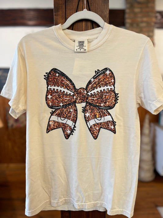 Glitter Football Bow Tee