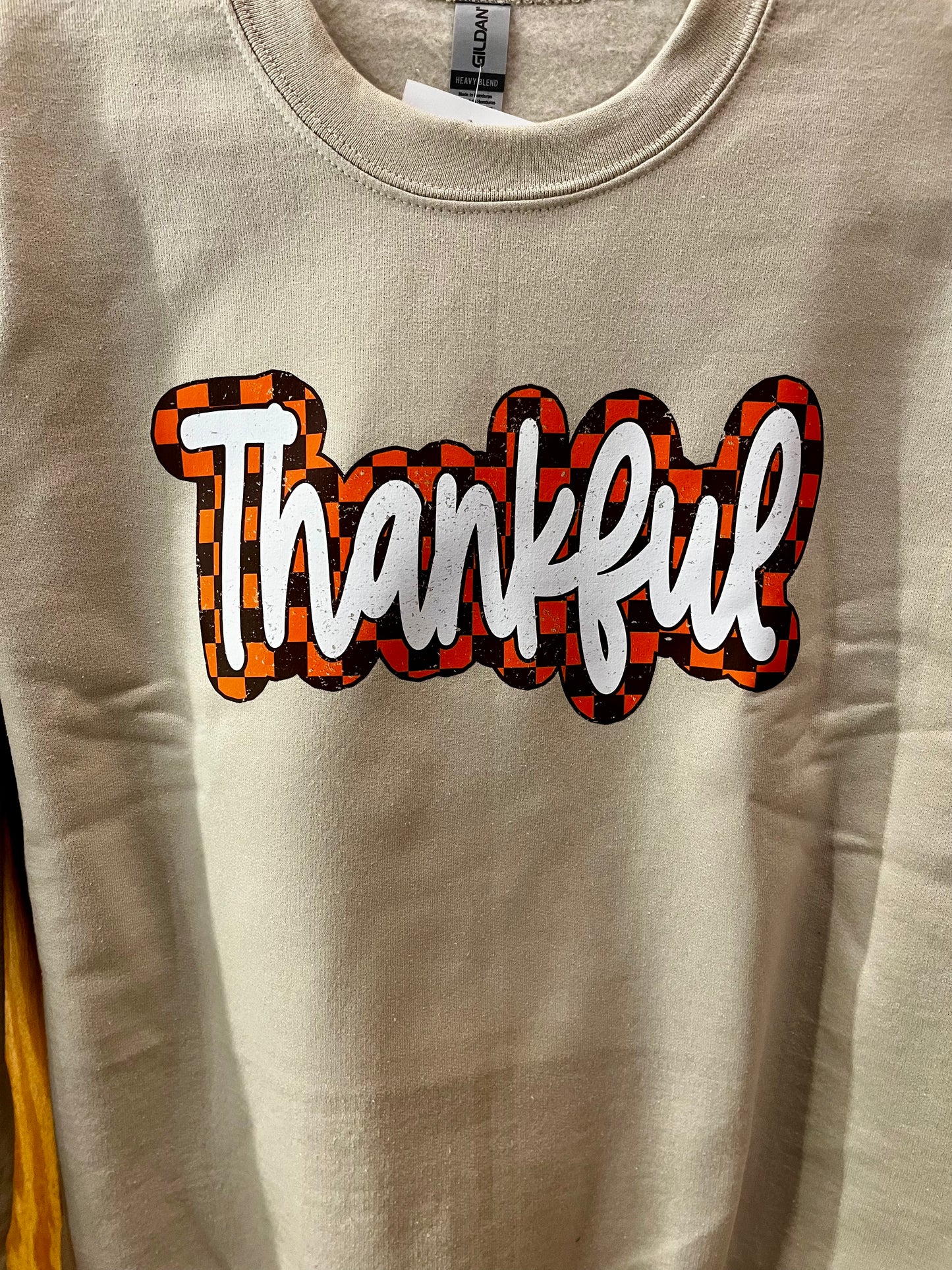 Checkered Thankful Crewneck | THANKSGIVING