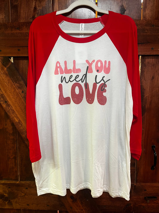 All You Need is Love Baseball Tee