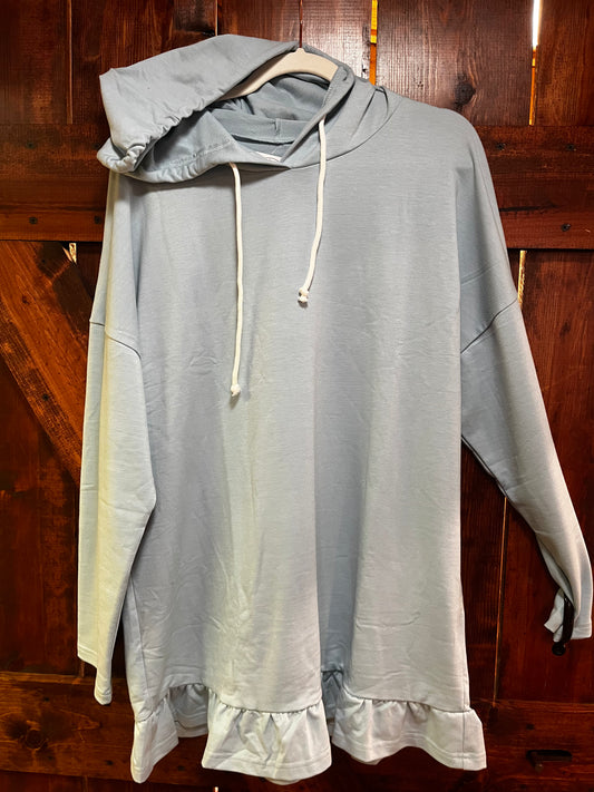 Baby Blue Ruffle Tunic Hoodie