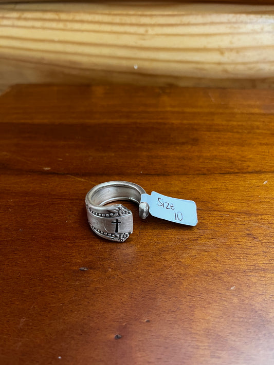 Cross Stamped Handmade Spoon Rings