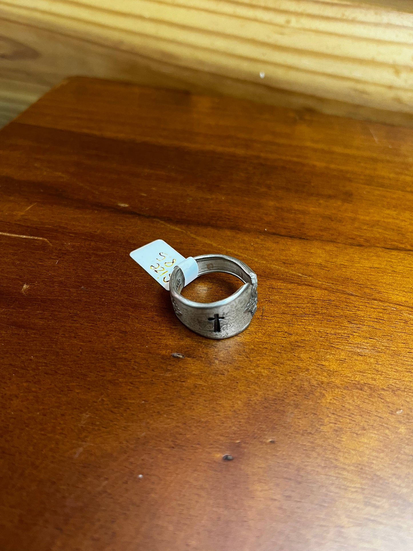 Cross Stamped Handmade Spoon Rings