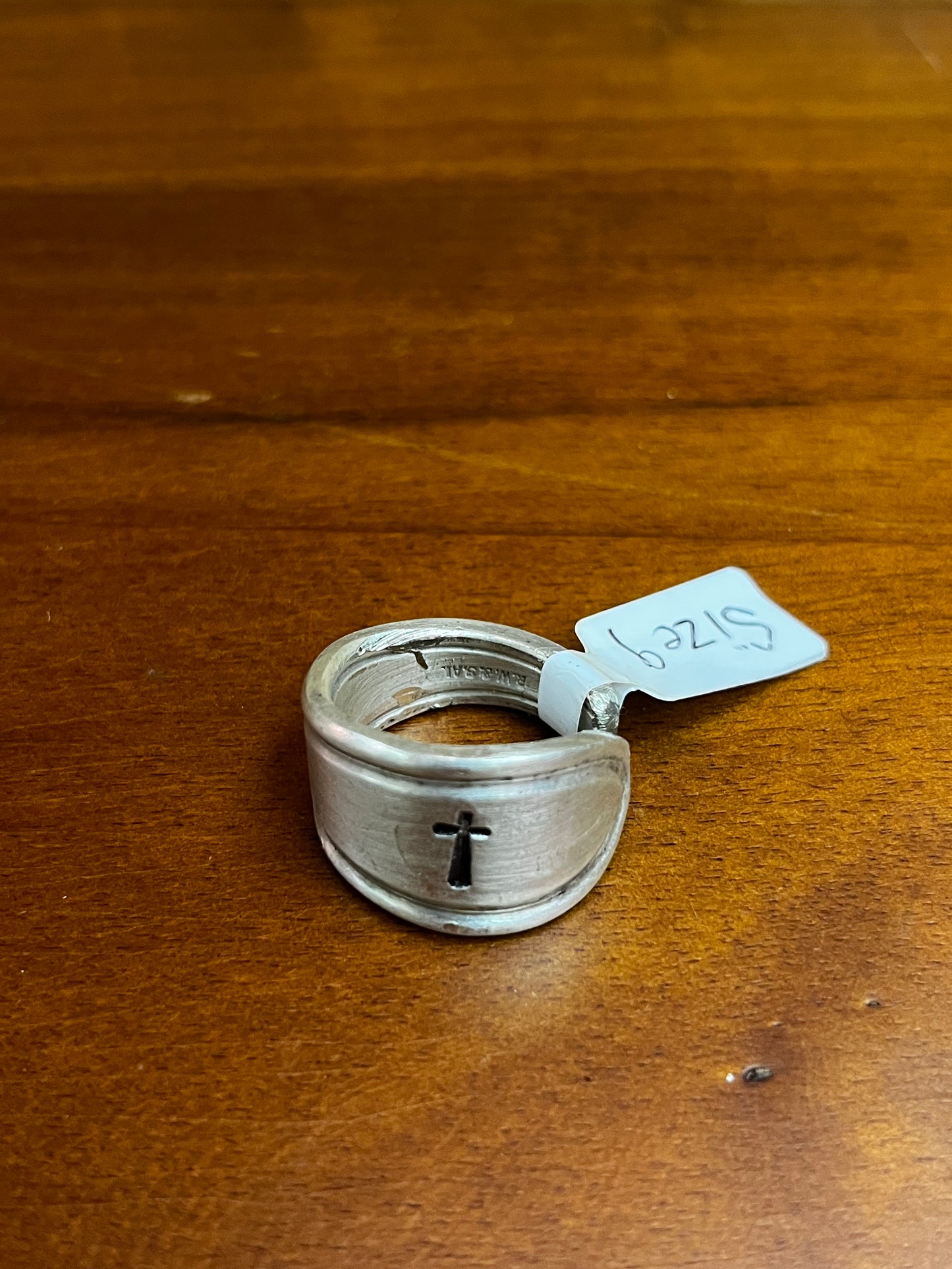 Cross Stamped Handmade Spoon Rings