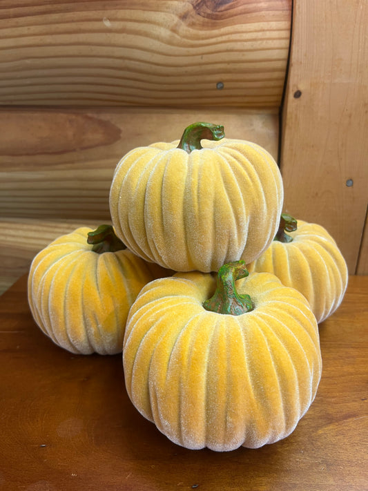 4.5" Orange Velvet Pumpkin