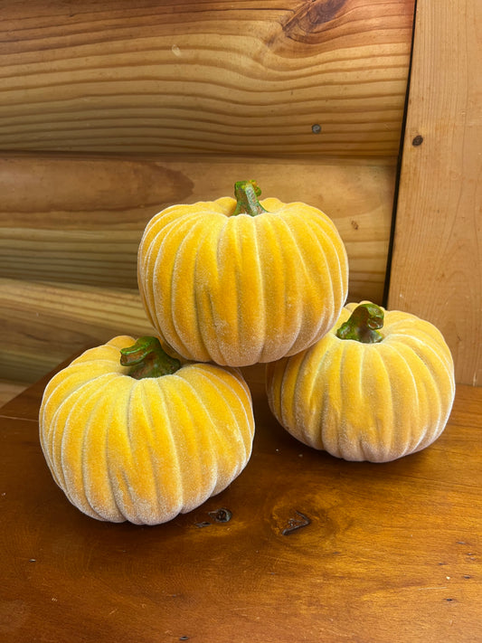 4.5" Orange Velvet Pumpkin