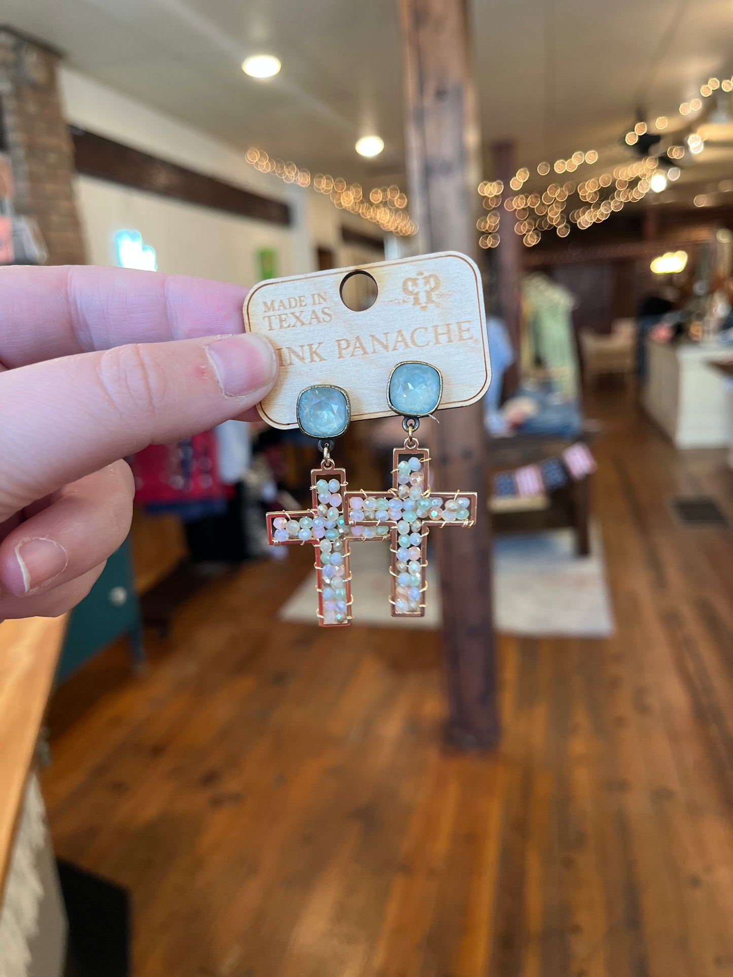 Beaded Cross Earrings