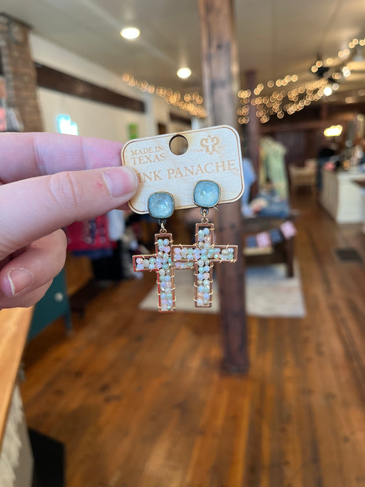 Beaded Cross Earrings