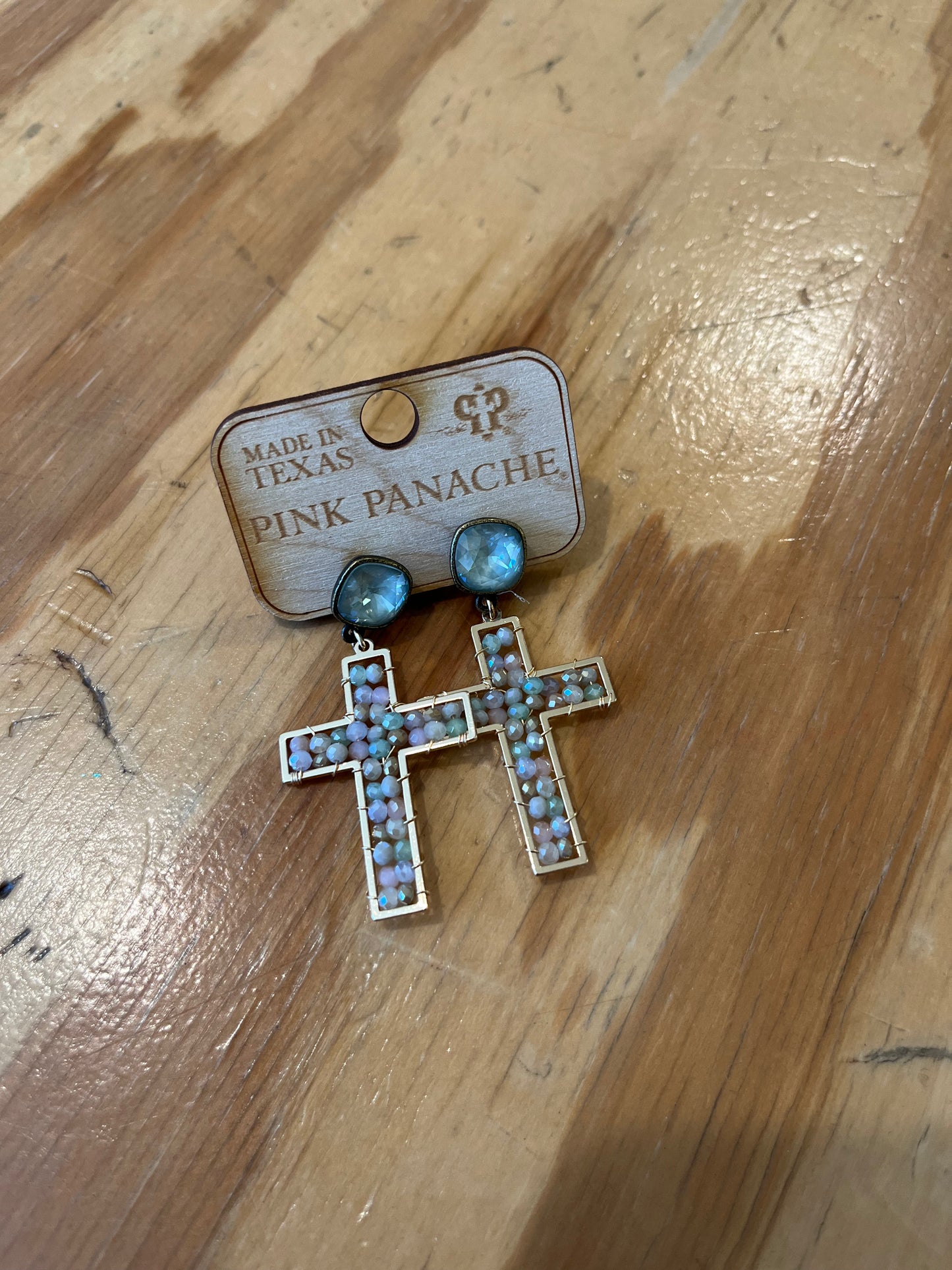 Beaded Cross Earrings