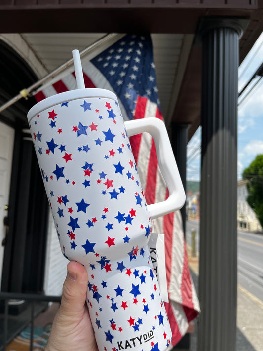 Red, White, + Blue Star 38oz Tumbler with Handle