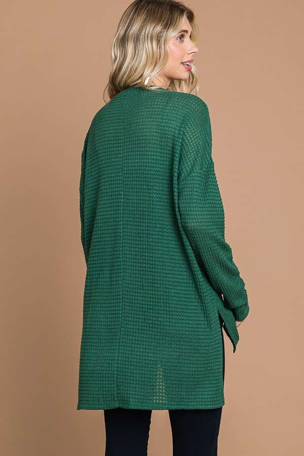 Evergreen V-Neck Drop Shoulder Cardigan