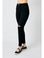 Judy Blue Black Distressed Raw Hem Skinny Jeans