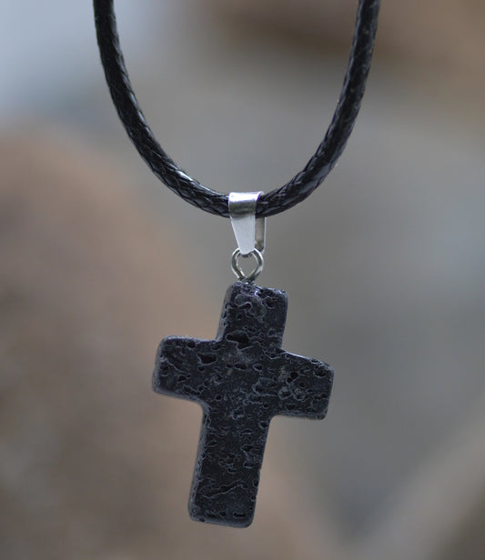 Lava Stone Cross Necklace
