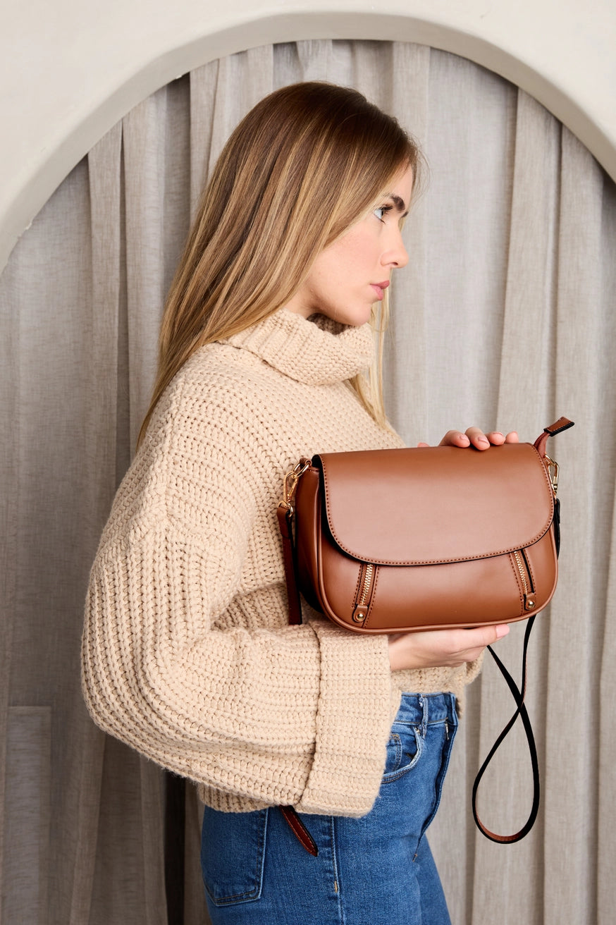 Jen & Co. Lindsay Dual Zip Flapover Crossbody