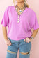 Magenta Glow Waffle V-Neck Top
