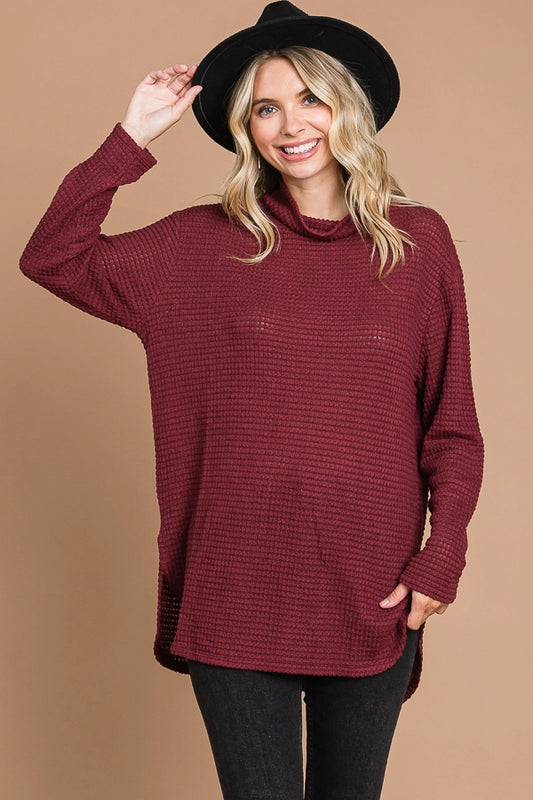 Mary Mock Neck Waffle Long Sleeve