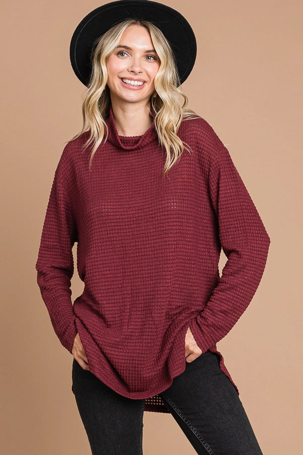 Mary Mock Neck Waffle Long Sleeve