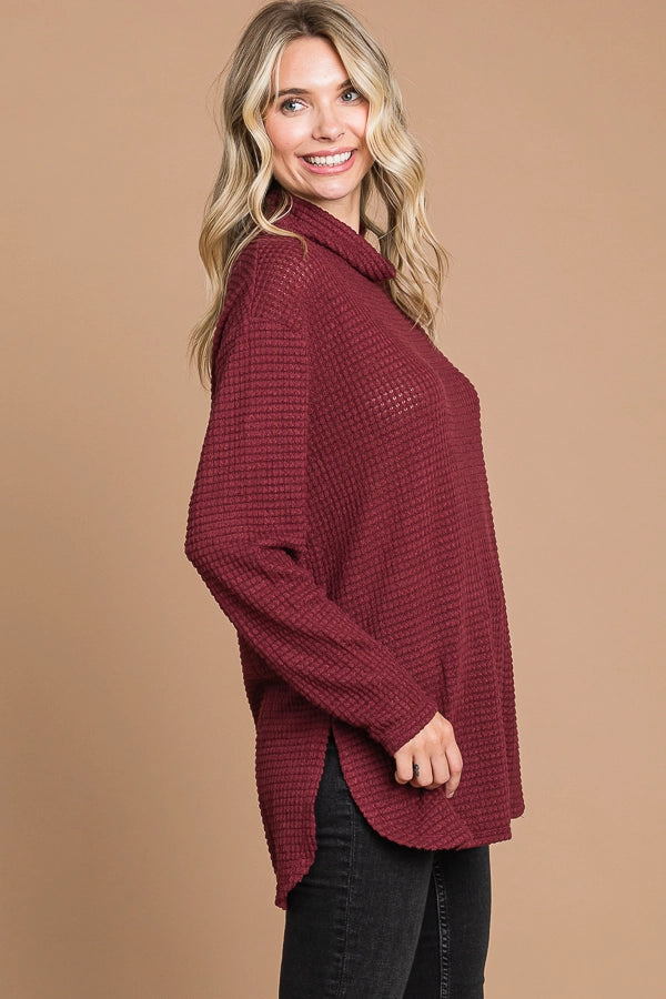 Mary Mock Neck Waffle Long Sleeve