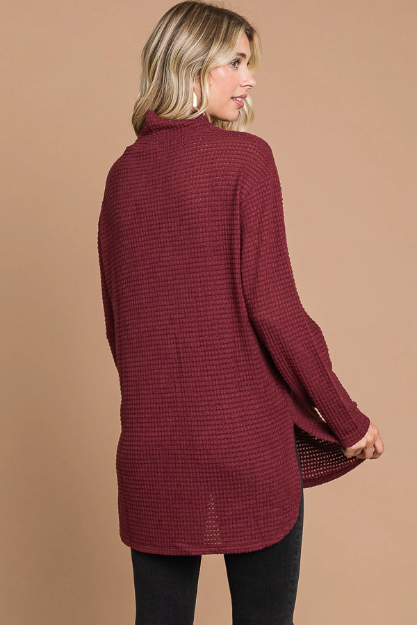 Mary Mock Neck Waffle Long Sleeve