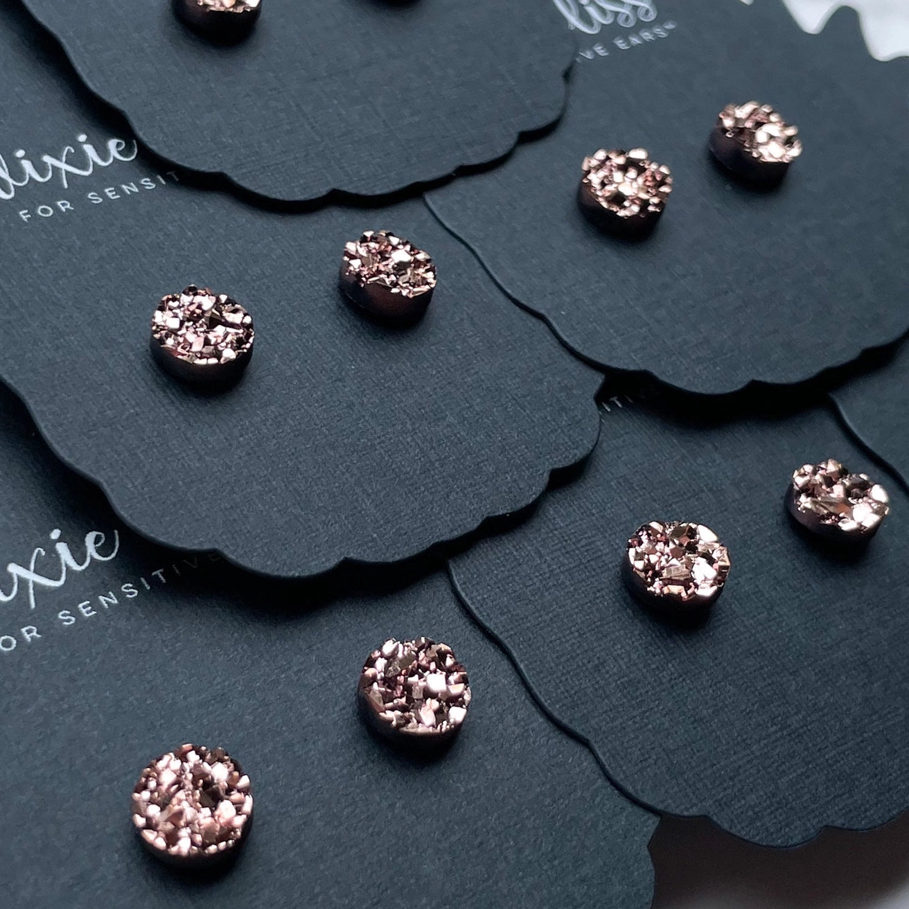 Mini Rose Gold Druzy Studs