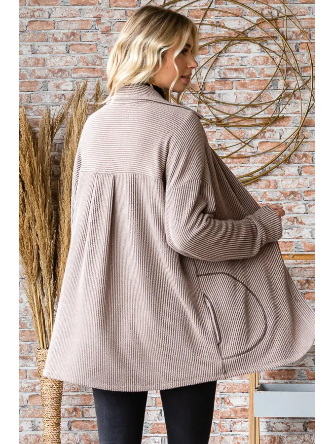 Mary Ribbed Button Down Shacket