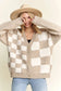 Morgan Puff Checkered Cardigan Sweater
