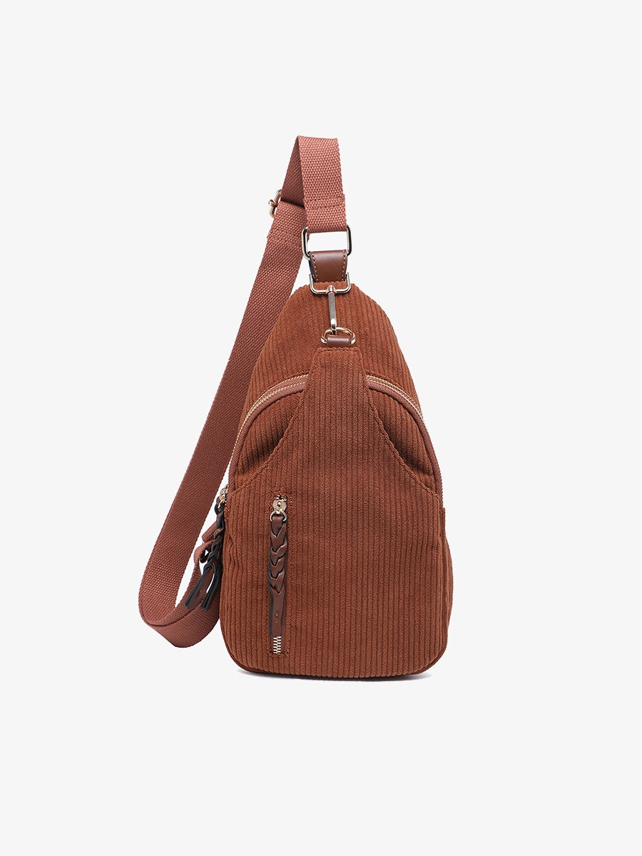 Jen & Co. Nikki Brown Corduroy Sling Bag