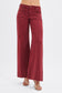 Risen Wine Tummy Control Mid Rise Wide Leg Jeans