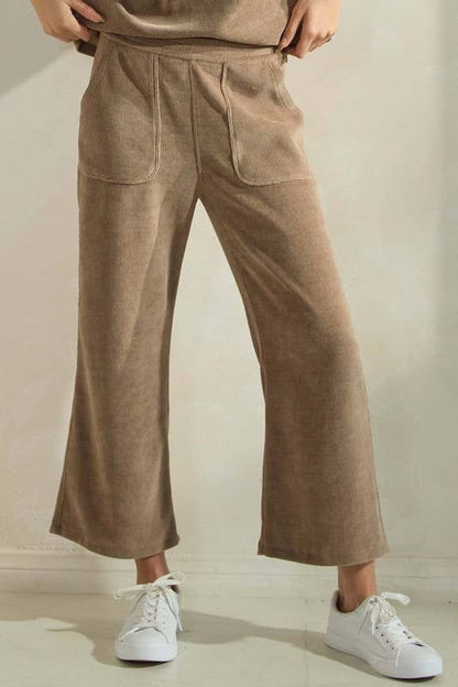 Melanie Wide Leg Corduroy Cropped Pants