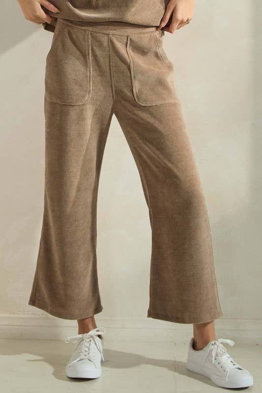Melanie Wide Leg Corduroy Cropped Pants