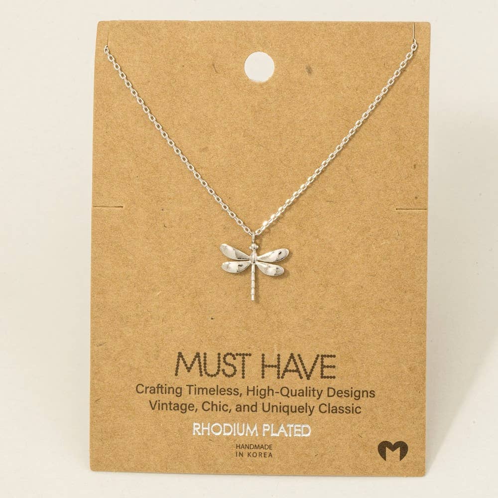 Silver Dragonfly Pendant Necklace