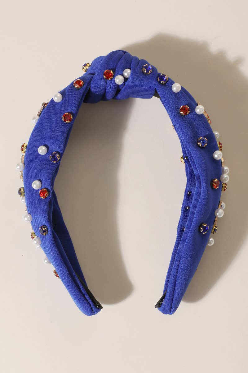 USA Charm Embellished Knot Headband