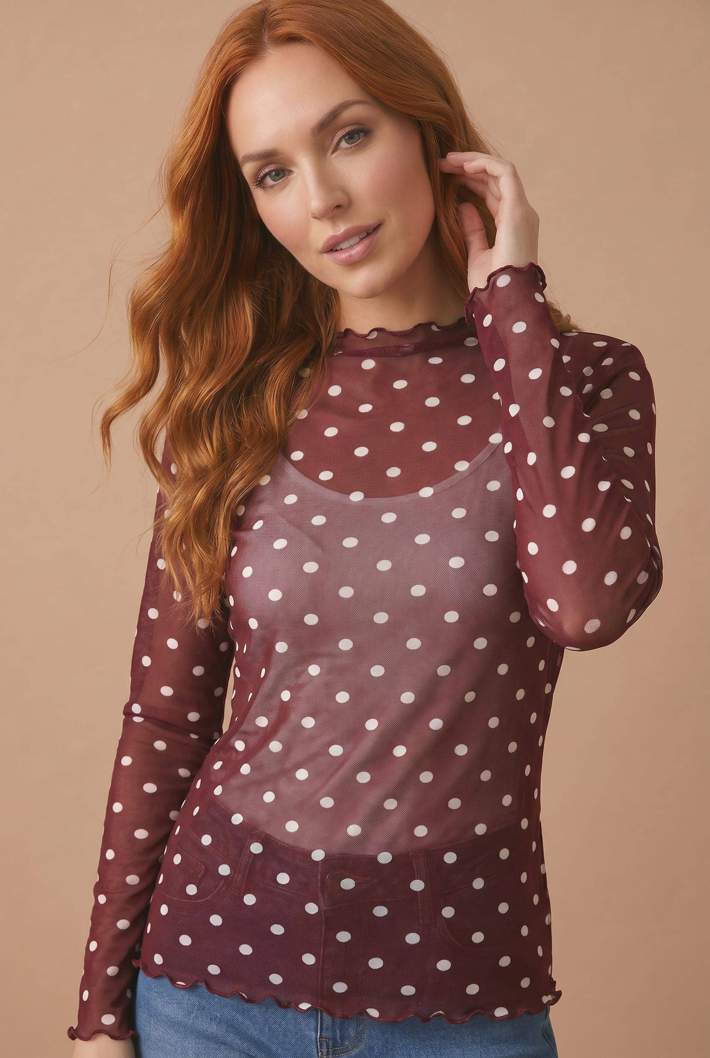 Polka Dot Mesh Top
