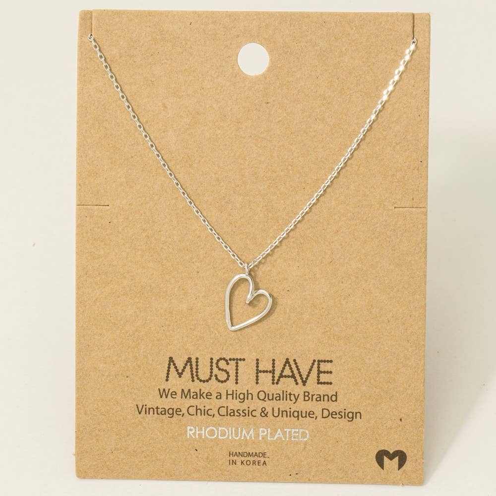 Wire Heart Pendant Necklace | MULTIPLE COLORS