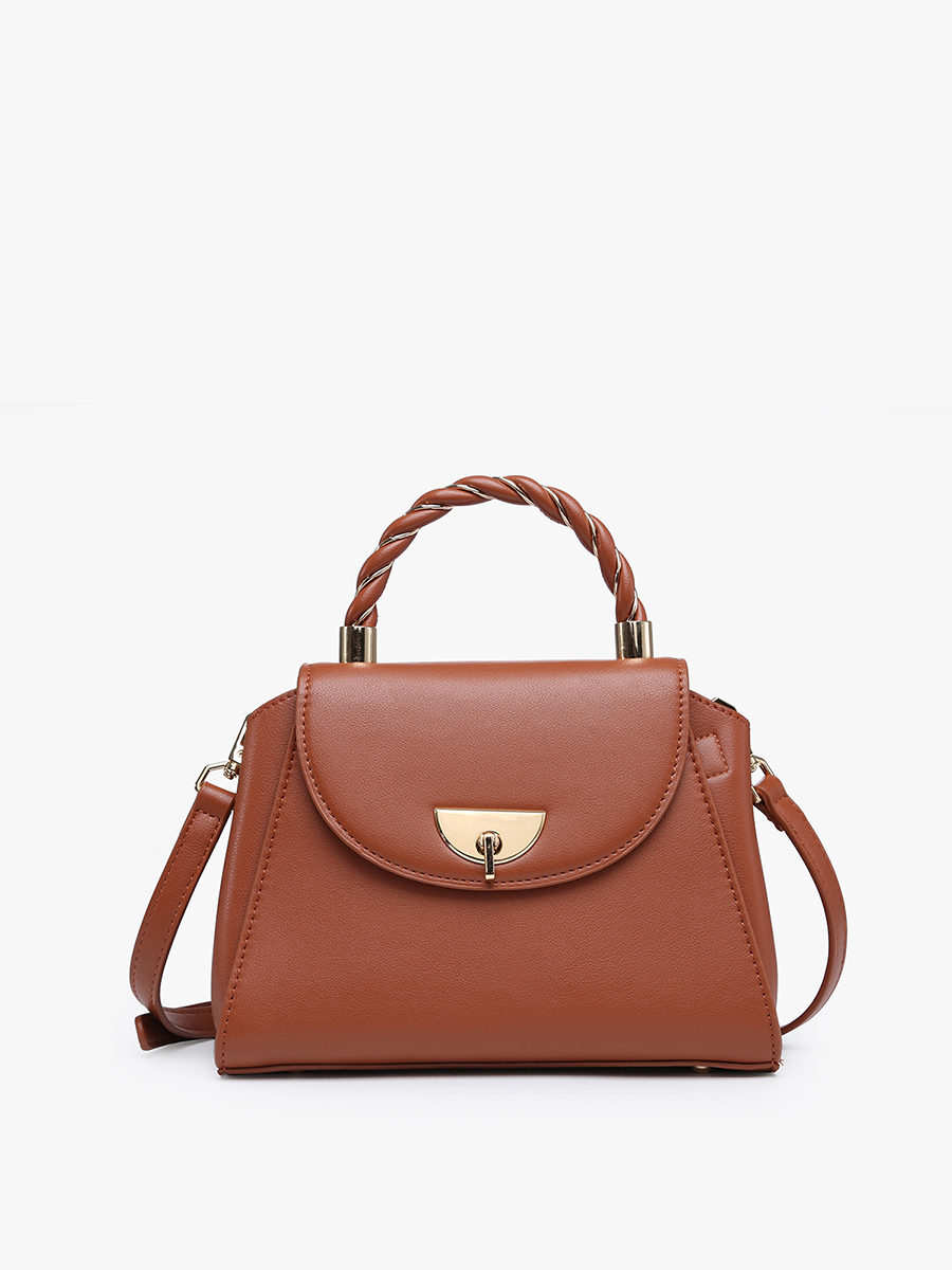 Clarke Twist Lock Small Satchel –Braided Handle Bag Jen & Co.