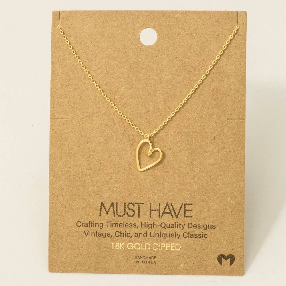 Wire Heart Pendant Necklace | MULTIPLE COLORS
