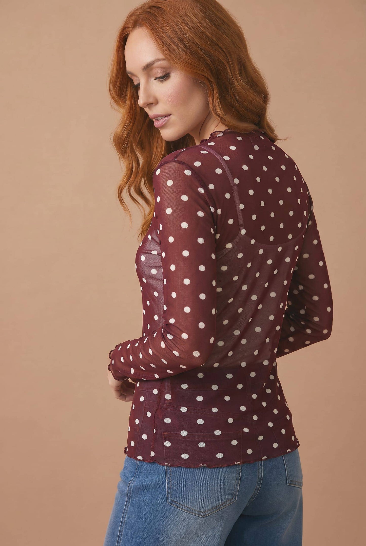 Polka Dot Mesh Top