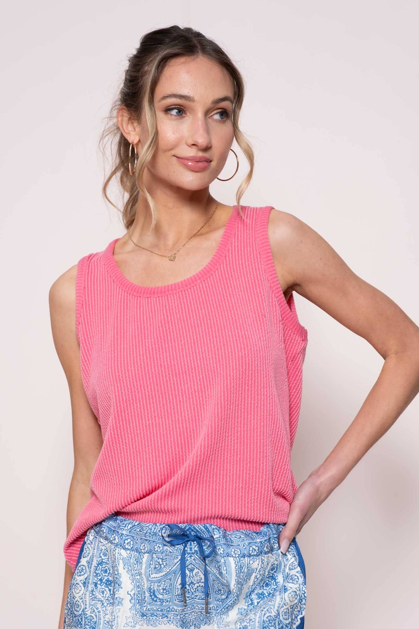 Bubblegum Raised Ribbed Tank