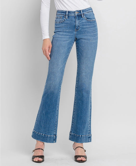Bella High Rise Trouser Hem Relaxed Flare Jeans | Vervet by Flying Monkey
